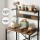 Artiss 4-Tier Kitchen Rack with 2 Power Outlets and 6 Hooks Microwave Storage Shelf Black Brown (130cm)
