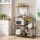 Artiss 4-Tier Kitchen Rack with Pull Out Basket 6 Hooks Microwave Shelf Metal PB Board 90x39x134cm