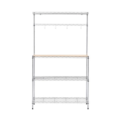 Artiss 4-Tier Metal Kitchen Rack 90x34x151cm Silver Heavy Duty Microwave Shelf Organiser with 40kg per shelf capacity