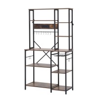 Artiss 96cm x 170cm Kitchen Rack with 2 Power Outlets 12 Hooks Pull Out Basket Microwave Shelf Black Brown