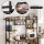 Artiss Kitchen Rack 120cm x 170cm Black Brown Metal Frame Microwave Shelf with 6 Hooks 20kg Capacity