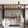Artiss Kitchen Rack 120cm x 170cm Black Brown Metal Frame Microwave Shelf with 6 Hooks 20kg Capacity