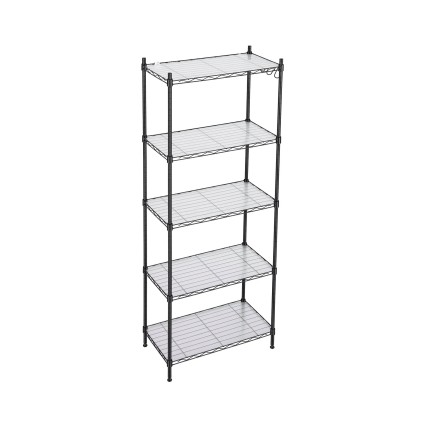 Artiss 5-Tier Metal Kitchen Rack Shelving Unit 55x30x150cm Adjustable Heavy Duty Storage Shelf Black for Pantry
