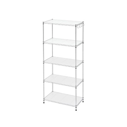 Artiss 5-Tier Metal Kitchen Shelf 60x35x150cm Silver Adjustable Storage Shelving Unit 50kg Per Tier