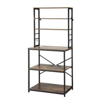 Artiss 6-Tier Kitchen Rack Microwave Storage Shelf 80cm x 167cm Black Brown Heavy Duty Shelving Unit
