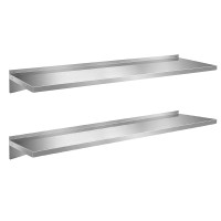 Cefito 2-Pack 1200mm 430 Stainless Steel Wall Shelf 1.2mm Thick Heavy Duty Kitchen Rack Display Storage