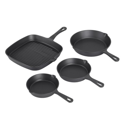 5-Star Chef Cast Iron Fry Pan Set 14/16/20/24cm Induction Gas Ceramic Campfire Durable Non-Coated Cookware