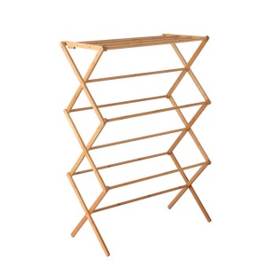 Artiss Bamboo Clothes Airer: Eco-Friendly Foldable Rack with 11 Bars, Smooth Varnish Finish, 74x36x107cm, Easy Assembly
