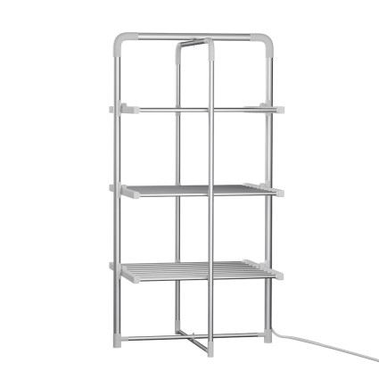 Devanti Electric Heated Towel Rail Rack - Foldable, 30 Bars, 300W, Aluminium, Quiet Operation, 71.5x71.5x143cm,
