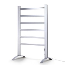 Devanti Electric Heated Towel Rail Rack - 6 Bars, Portable, 3-5 Min Heat, Timer, Aluminium, Waterproof, Energy Efficient