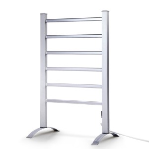Devanti Electric Heated Towel Rail Rack - 6 Bars, Portable, 3-5 Min Heat, Timer, Aluminium, Waterproof, Energy Efficient