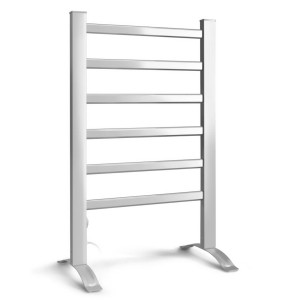 Devanti Freestanding Electric Heated Towel Rail – 6-Bar, Anti-Corrosion Aluminium, Quick Heat, Energy Efficient, 100W