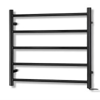 Devanti Electric Heated Towel Rail 5 Bars Wall Mounted Black Powder Coated Steel Clothes Dryer Warmer