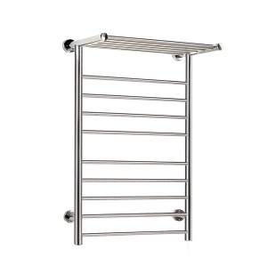 Devanti Electric Heated Towel Rail 14 Bars Wall Mounted Stainless Steel Clothes Dryer Warmer 130W with Mounting Kit