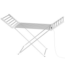 Devanti Foldable Electric Heated Towel Rail Rack – 18 Rods, 24H Timer, Whisper-Quiet, Energy Efficient, Aluminium