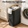 Artiss 60L Foldable Laundry Basket Black with Removable Mesh Bag Bamboo Rim and Fibreglass Support Rods