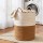 Artiss Woven Cotton Rope Laundry Basket 47L Foldable White Brown Built in Handles Lightweight Durable