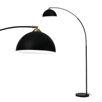 Artiss Modern Black Arched Floor Lamp with Heavy-Duty Marble Base, Adjustable Height & Rotating Head, 167cm Tall