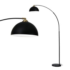 Artiss Modern Black Arched Floor Lamp with Heavy-Duty Marble Base, Adjustable Height & Rotating Head, 167cm Tall