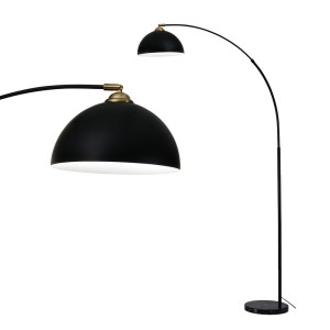Artiss Modern Black Arched Floor Lamp with Heavy-Duty Marble Base, Adjustable Height & Rotating Head, 167cm Tall