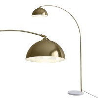 Artiss Modern Arched Floor Lamp in Gold Brass with Adjustable Height and Marble Base for Living Room, 167cm Tall