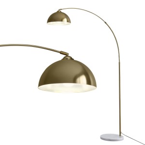 Artiss Modern Arched Floor Lamp in Gold Brass with Adjustable Height and Marble Base for Living Room, 167cm Tall