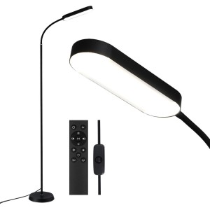 Artiss LED Floor Lamp with Remote Control, Adjustable 4 Colour Temperatures, 174cm Metal Gooseneck, Eye-Caring Lighting