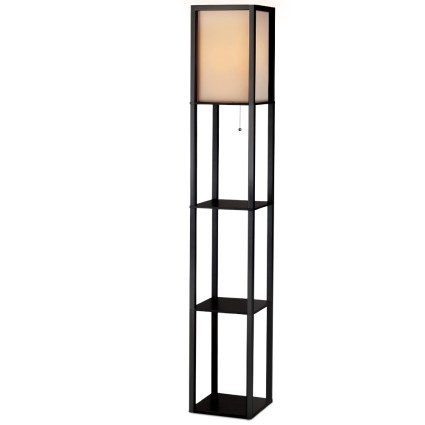 Artiss Vintage Black Floor Lamp with 3 Tier MDF Shelves, NC Lacquer Finish, 160cm Tall, LED Compatible, for Home Decor