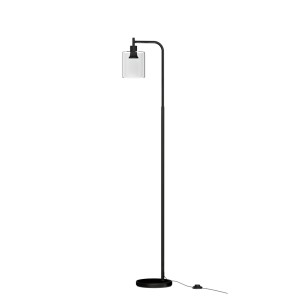 Artiss Modern Black Floor Lamp with Glass Shade, Metal Stand, Foot Switch, 161cm Height for Living Room & Office