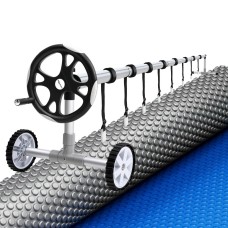 Aquabuddy Solar Pool Cover & Aluminium Roller Set 600 Micron, 11x6.2m, Adjustable 6.55m, UV Resistant, 5-Year Warranty