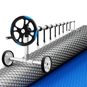 Aquabuddy 600 Micron Solar Pool Cover & Roller Set, 8x4.2m, Aluminium Construction, Reduces Evaporation & Saves Energy