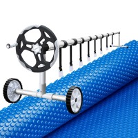 Aquabuddy Aluminium Pool Roller & 600 Micron Solar Cover Set, 9.5x5m, UV Resistant, Adjustable, Reduces Evaporation