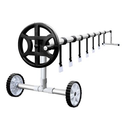 Aqua Buddy 4m Adjustable Aluminium Pool Cover Roller with Anodised Alloy Stands & Non-Slip Wheel for Easy Operation