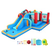 Doctor Dolphin Kids Inflatable Water Slide Splash Pool Park 615x322cm – Jumping Castle, Climbing Wall, UV-Protected PVC