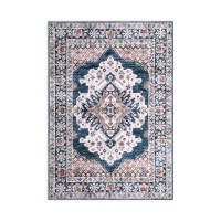Artiss 240x340cm Washable Persian Area Rug, Teal & Blush, Vintage Design, Low-Profile, Anti-Slip, Polyester Carpet