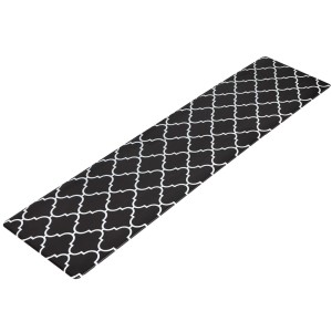 Artiss Gina 45x180cm Kitchen Mat - Non-Slip, PVC, Oil & Water Repellent, 5mm Cushioning, Black & White Design