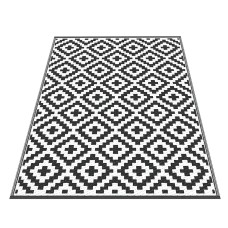 Gardeon Reversible Outdoor Rug 120x180cm - Durable, UV-Coated, Weather-Resistant, Easy-Clean Patio Mat, Black
