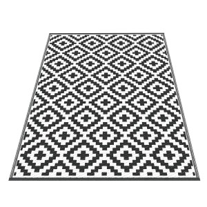 Gardeon Reversible Outdoor Rug 120x180cm - Durable, UV-Coated, Weather-Resistant, Easy-Clean Patio Mat, Black
