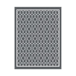 Gardeon 274x366cm Reversible Outdoor Rug - UV & Water-Resistant, Boho Patio Mat with Carry Bag, Grey, Easy Clean