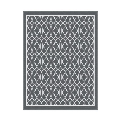 Gardeon 274x366cm Reversible Outdoor Rug - UV & Water-Resistant, Boho Patio Mat with Carry Bag, Grey, Easy Clean