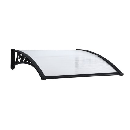 Instahut Transparent Window Door Awning 0.8m x 1m - UV & Rain Resistant, Modern Design, Easy Install, Aluminium Bars