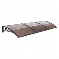 Instahut 0.8m x 3.0m Brown PC Panel Window and Door Awning with Aluminium Bars UV Rain Resistant DIY Canopy
