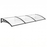 Instahut 0.8m x 3m Transparent Window Door Awning Polycarbonate Panel Aluminium Bars Black Brackets Modern