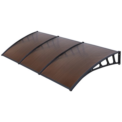 Instahut 1.5x3M Brown Awning Canopy, UV &amp; Rain Resistant, PC Panel, Black Plastic Frame, Door/Window Cover