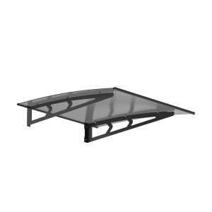 Instahut 1m x 1m Grey Window & Door Awning Canopy - Solid Polycarbonate Panel, Metal Frame, UV & Rain Resistant