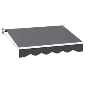 Instahut 2Mx1.5M Retractable Folding Arm Awning, Grey - Manual Sunshade with UV-Resistant Polyester & Aluminium Frame
