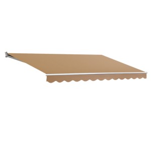 Instahut 2.5Mx2M Beige Retractable Folding Arm Awning - Manual Sunshade with UV-Resistant Polyester & Aluminium Frame