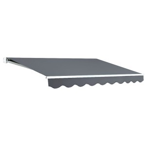 Instahut Retractable Folding Arm Awning 2.5Mx2M Grey | UV-Resistant Polyester Shade with Aluminium Frame & Hand Crank