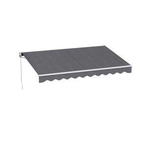 Instahut Retractable 3x2M Grey Folding Arm Awning, UV-Resistant Polyester with Aluminium Frame, Manual Sunshade