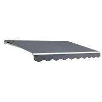 Instahut Retractable Folding Arm Awning, Manual Sunshade 3x2.5M, Grey, UV-Resistant 300gsm Polyester, Aluminium Frame